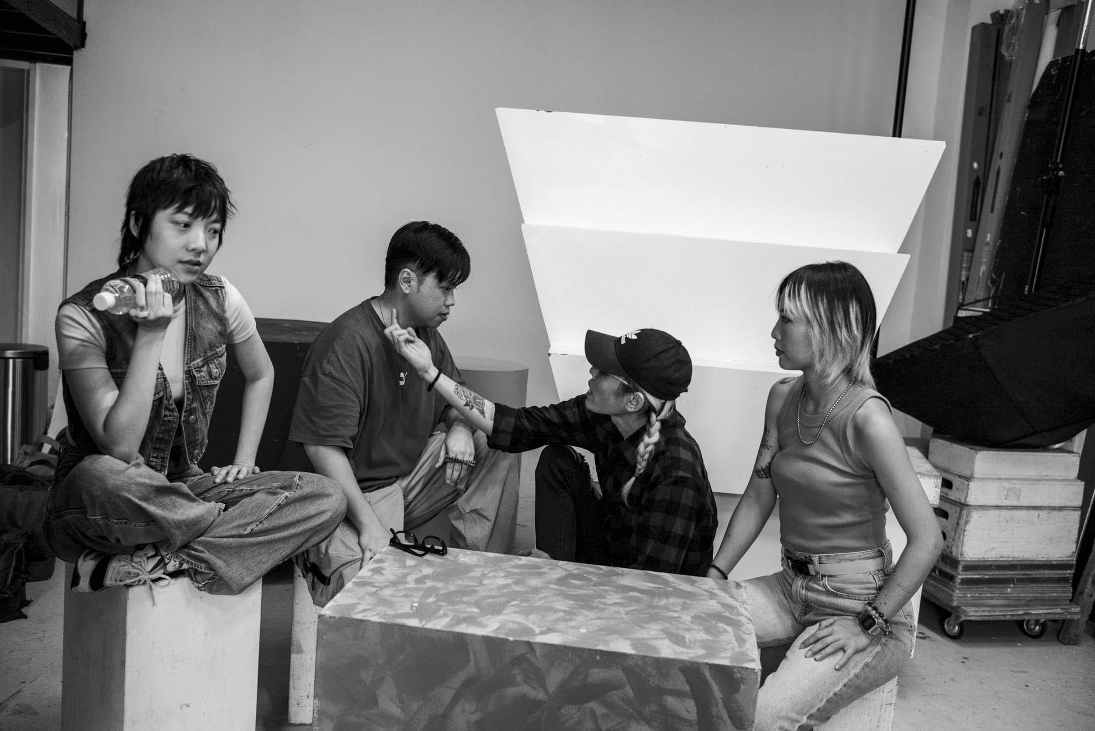 四位填詞人：鍾說、蘇豪、Jan Curious 與 Luna is A Bep。攝：林振東/端傳媒