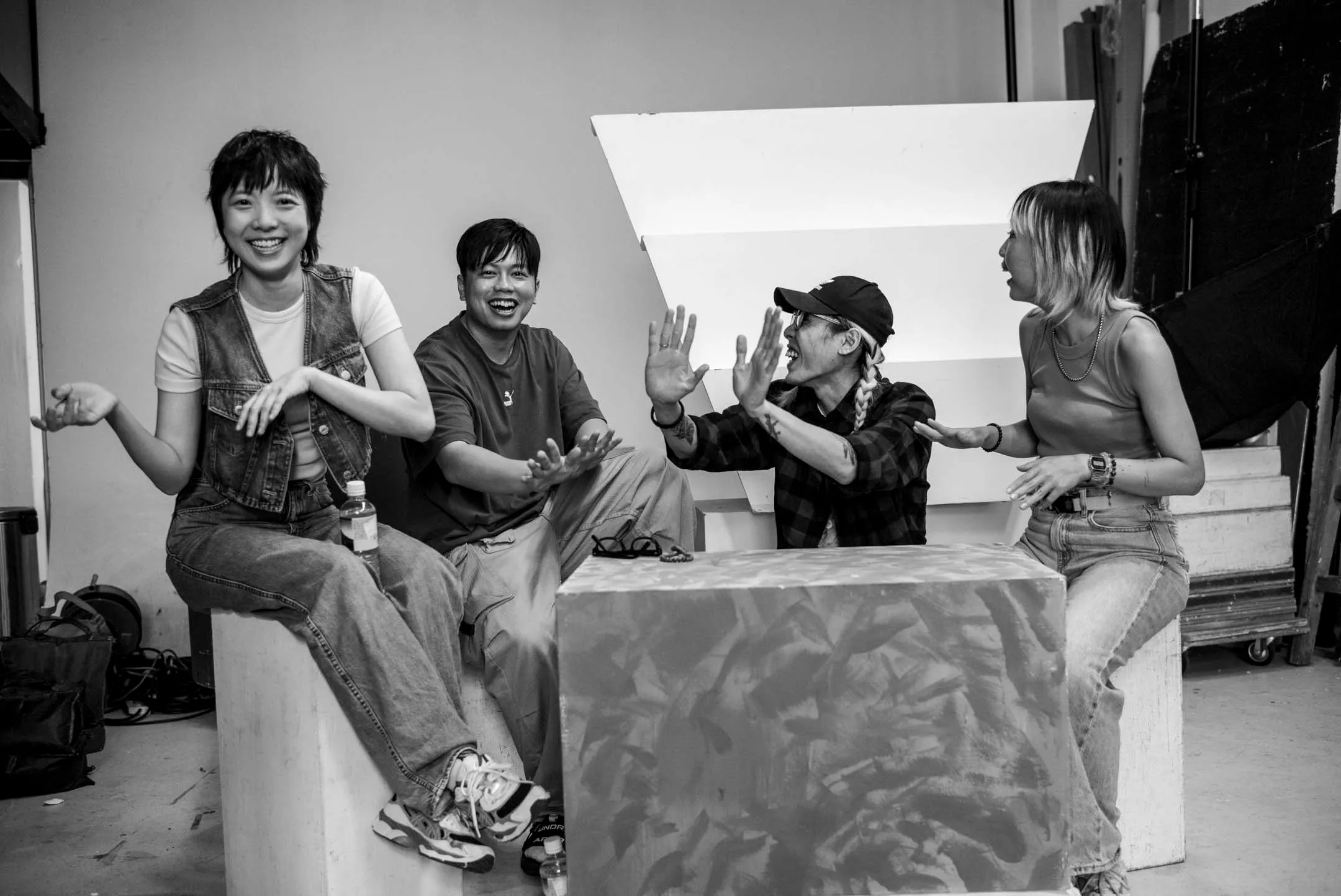 四位填詞人：鍾說、蘇豪、Jan Curious 與 Luna is A Bep。攝：林振東/端傳媒